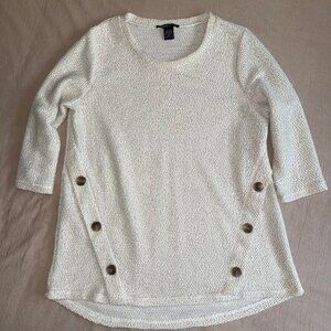 Robert Louis 3/4 Sleeves Cotton Blend Sweater Asymmetrical Button Accents Size M